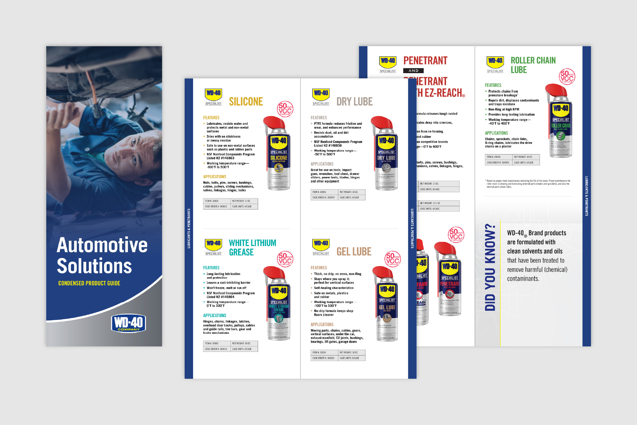 Screenshots of WD-40 Company Automotive Solutions Condensed Product Guide alternate page layout concept