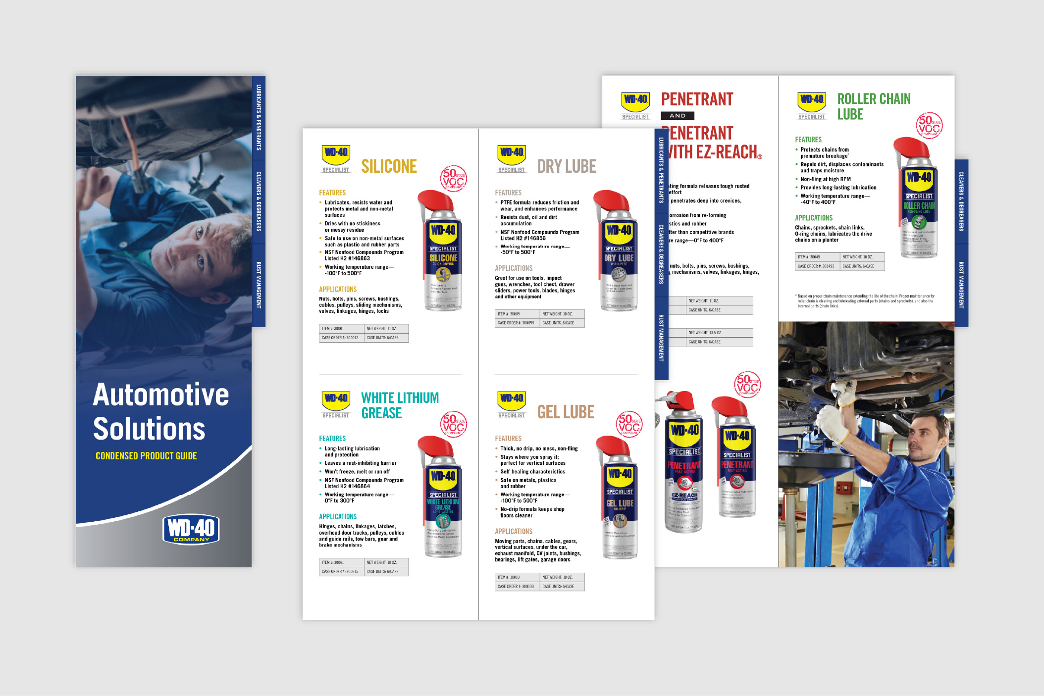Screenshots of WD-40 Company Automotive Solutions Condensed Product Guide alternate page layout concept