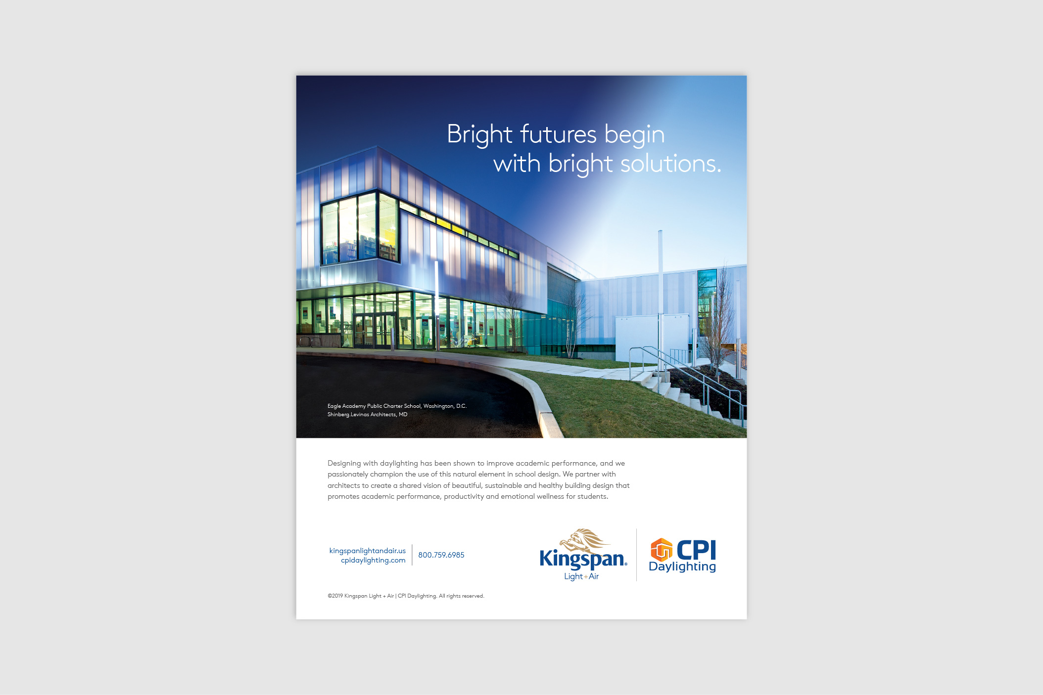 Screenshot of Kingspan Light + Air Eagle Academy Public Charter School trade ad