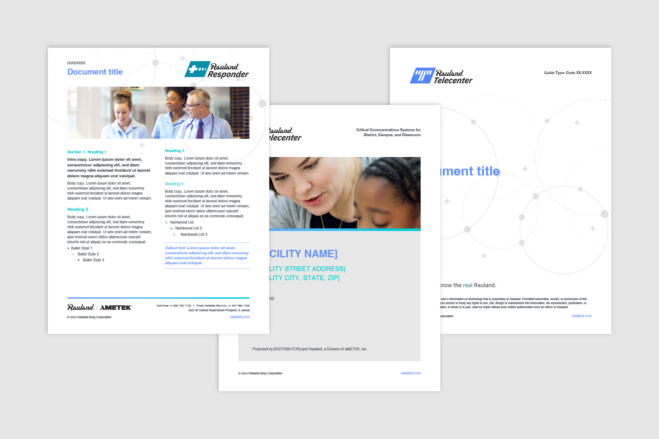 Screenshots of Rauland® Word template covers
