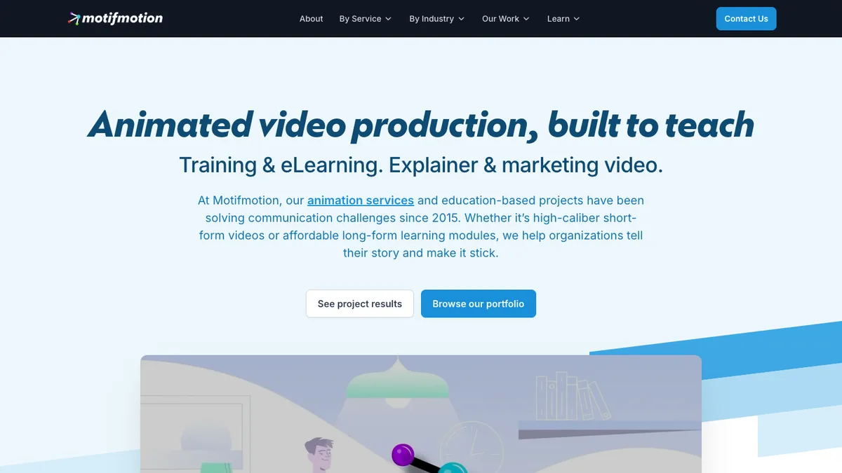 Motifmotion homepage, animated video production company