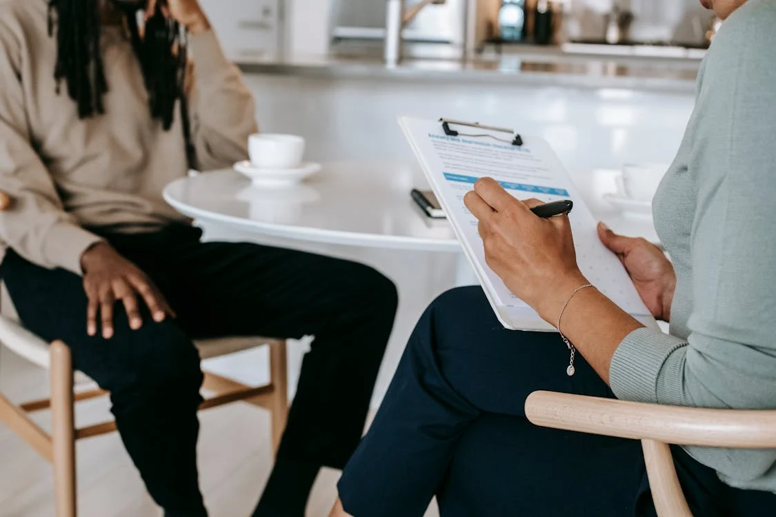 Job seeker going through interview