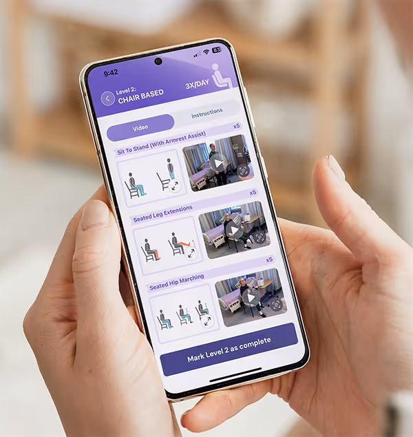Video exercises screenshot of the BE-FIT app.