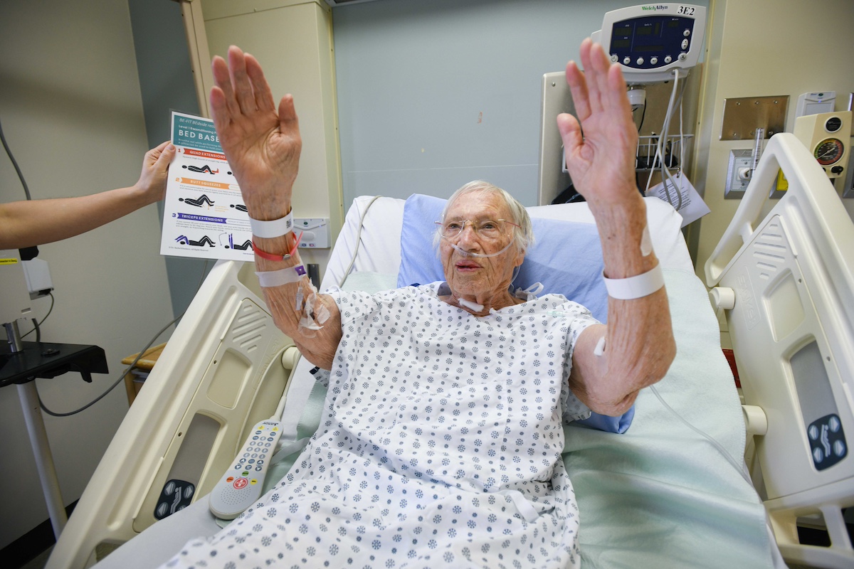 BE-FIT patient doing bedside exercises