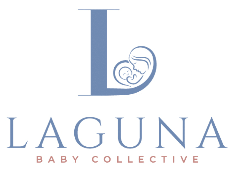 Laguna Baby Collective logo with stylized letter L featuring an illustration of a mother holding a baby.