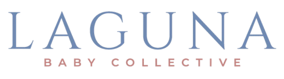 Text logo reading 'LAGUNA' in uppercase blue letters with 'BABY COLLECTIVE' in smaller uppercase pink letters beneath.