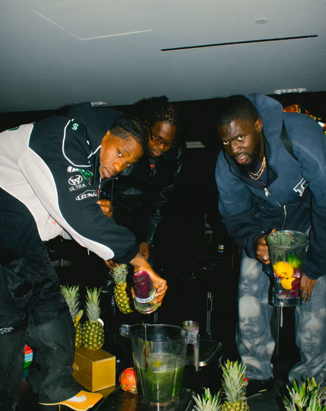 Travis Scott Erewhon collaboration campaign image with friends