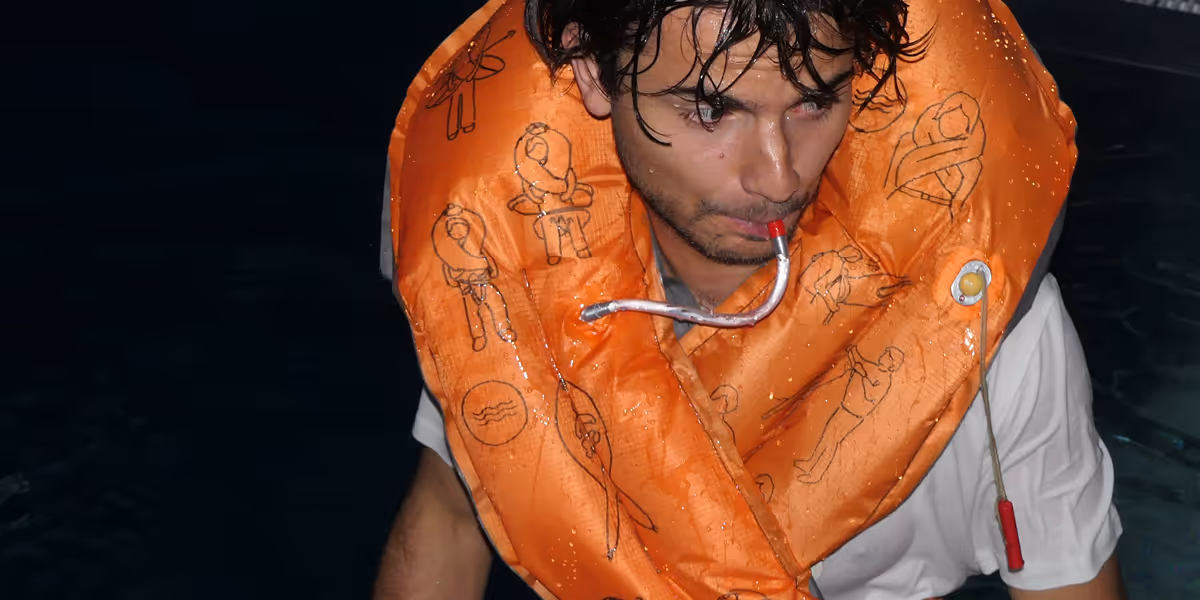 Eva Steinz wearing the VITAPACK inflatable life vest, James Dyson Award 2025 winner