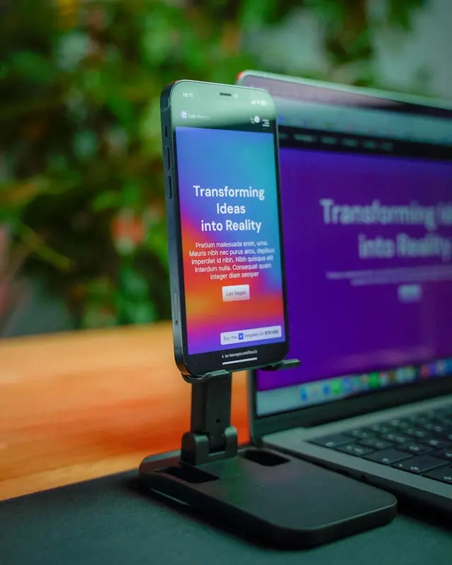 A photo of a mobile and laptop displaying the Webflow Website in Services Section