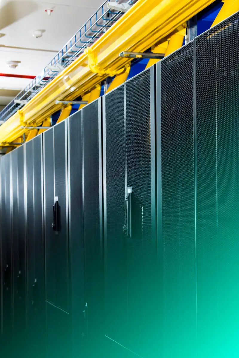 Image of a row of data centre racks.