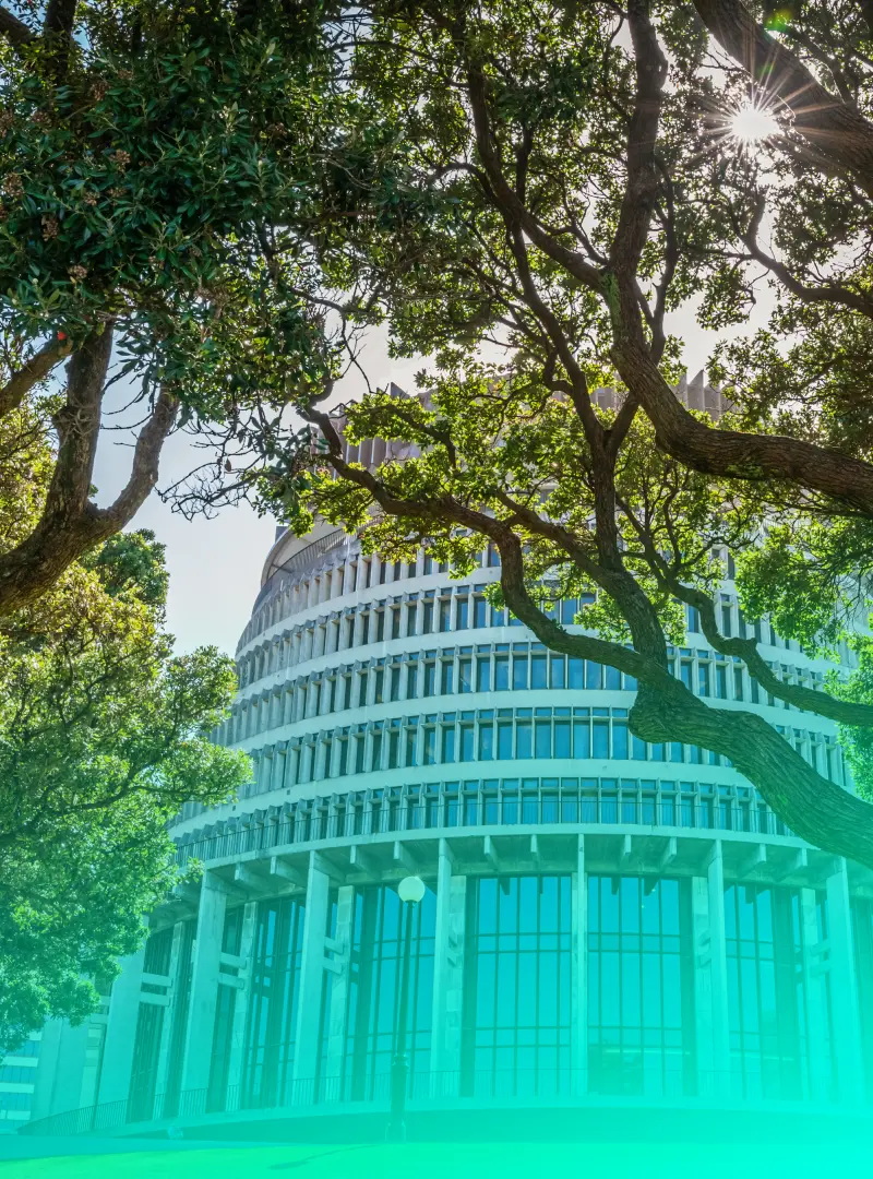 Picture of the NZ Government's Bee Hive building.