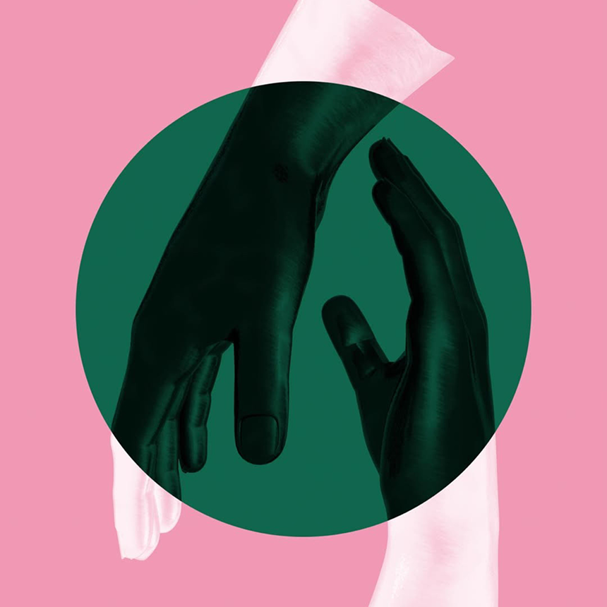 pink branding with green hands branding by bidaya tech