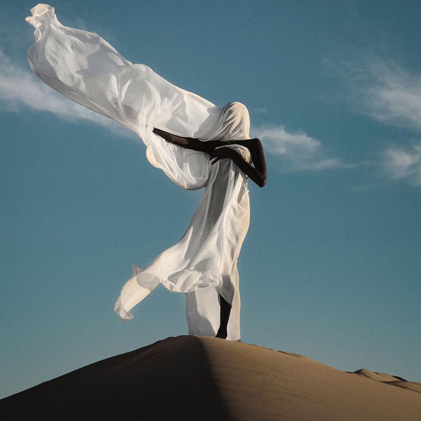 women flying over richat ain sahra desert in mauritania