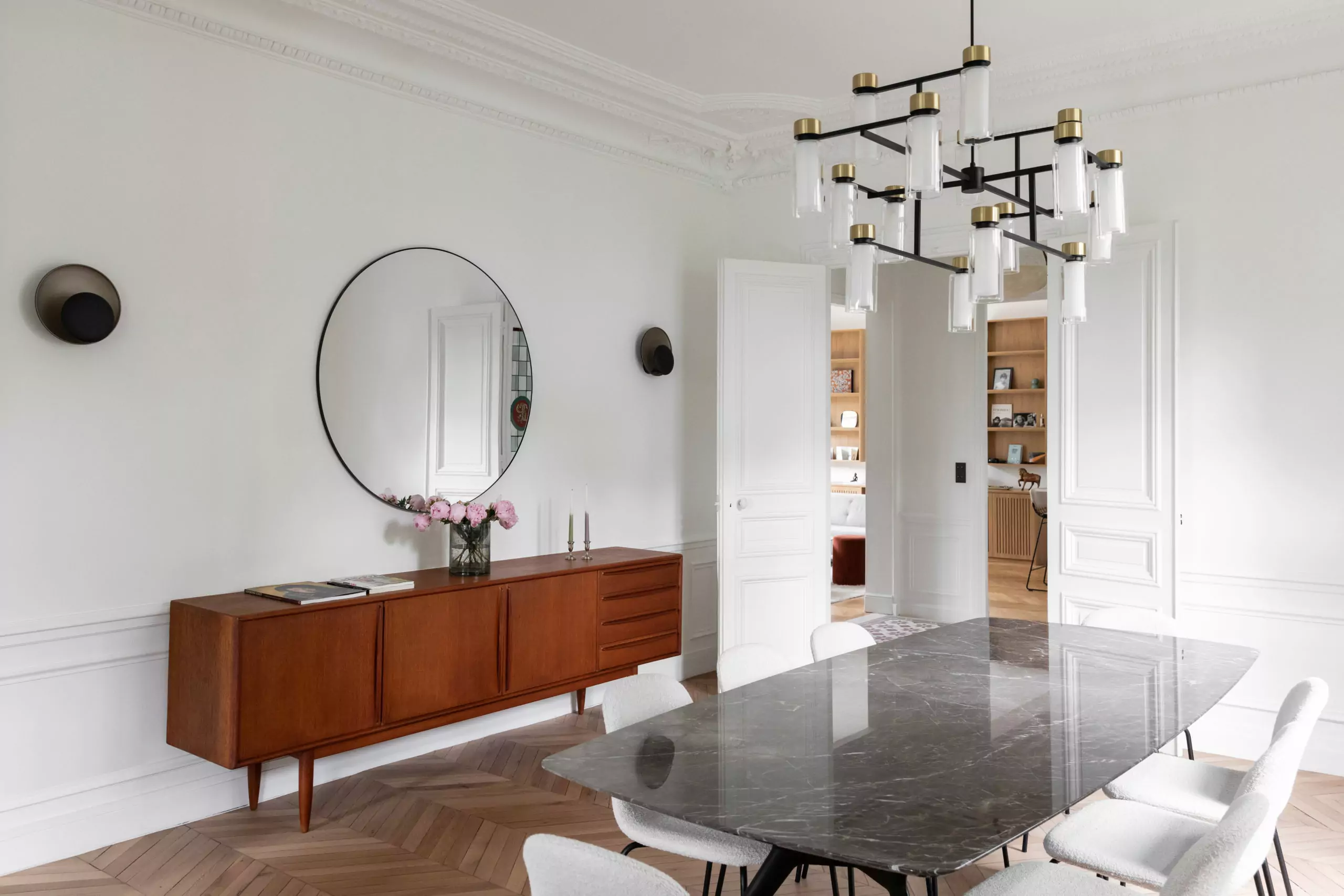 Aménagement intérieur – Salle à manger avec suspension design – Projet Asnières CTEG
