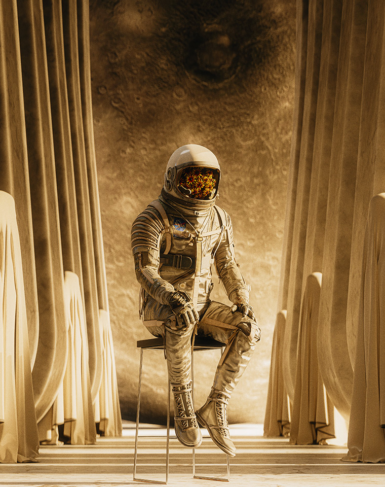 austronaut man sitting