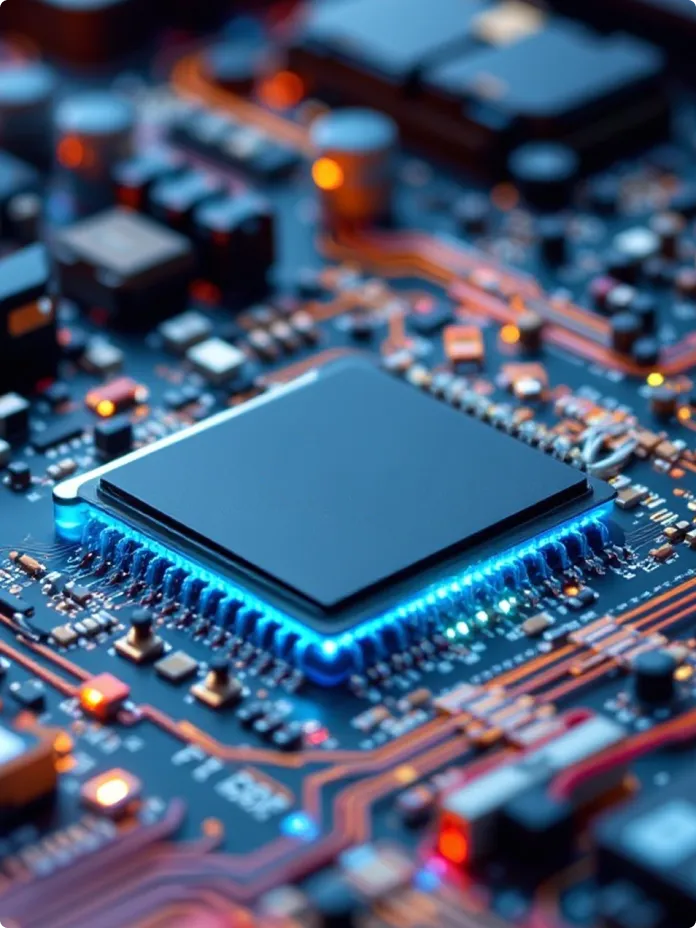 Semiconductor microchip on a board holding essential firmware.