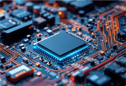 Semiconductor microchip on a board holding essential firmware.
