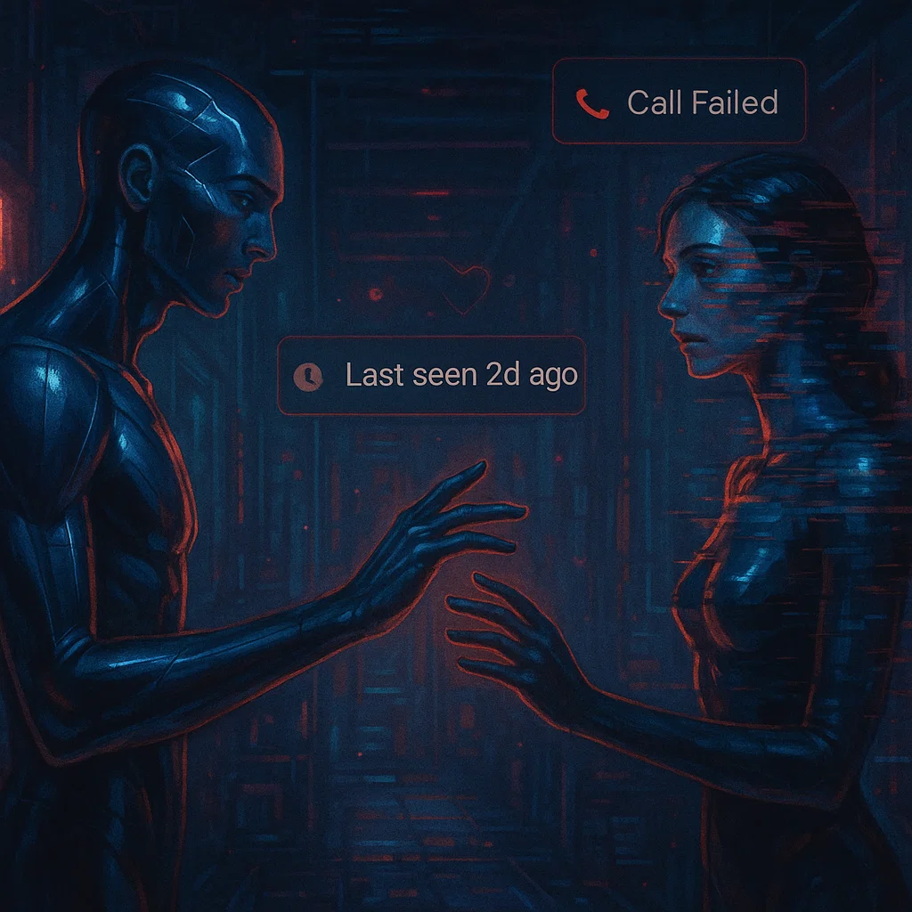 Cyberpop aesthetic image for the relationship phase—fixing glitches in the love matrix.