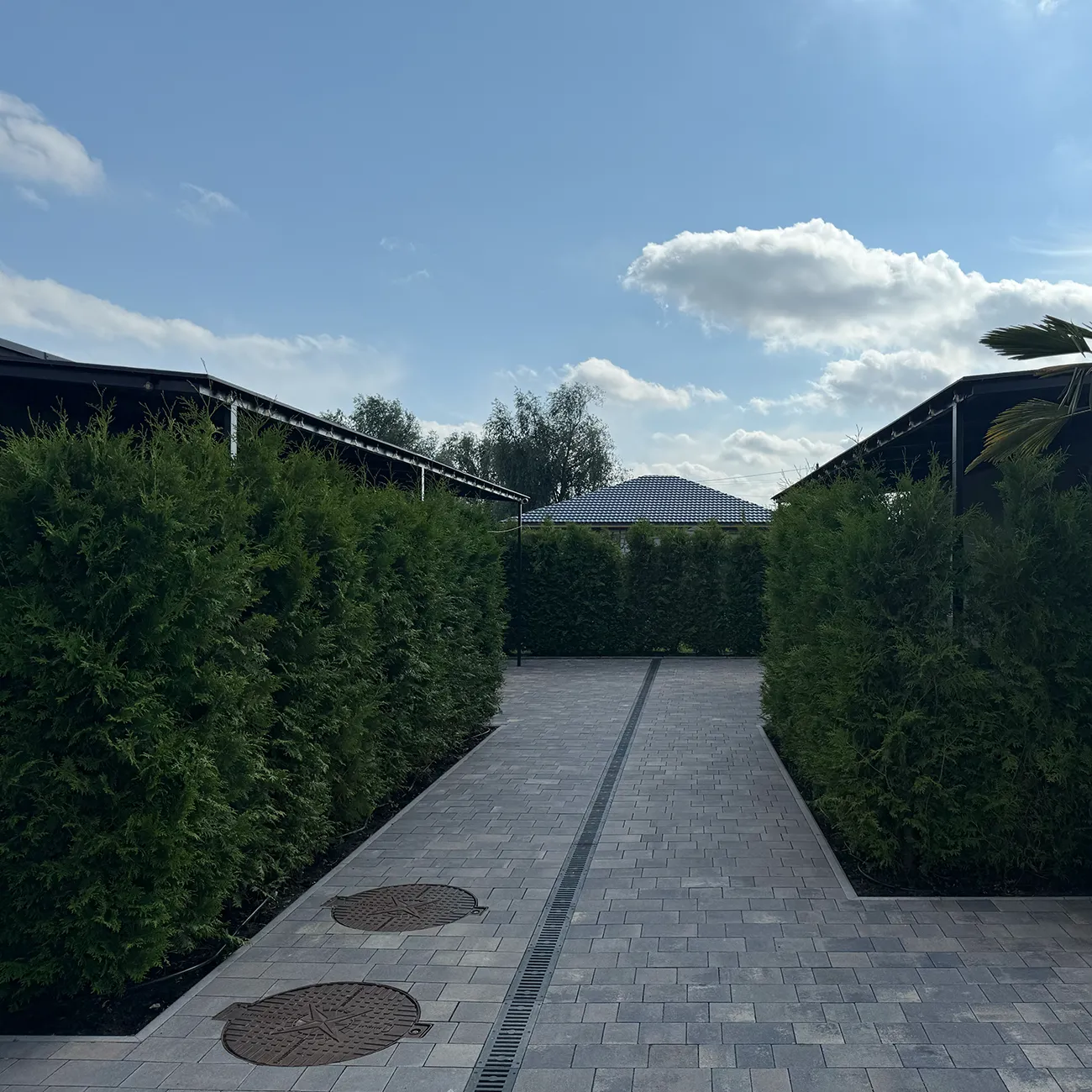 Доріжка серед кущів у комплексі відпочинку Harmony Cottage
