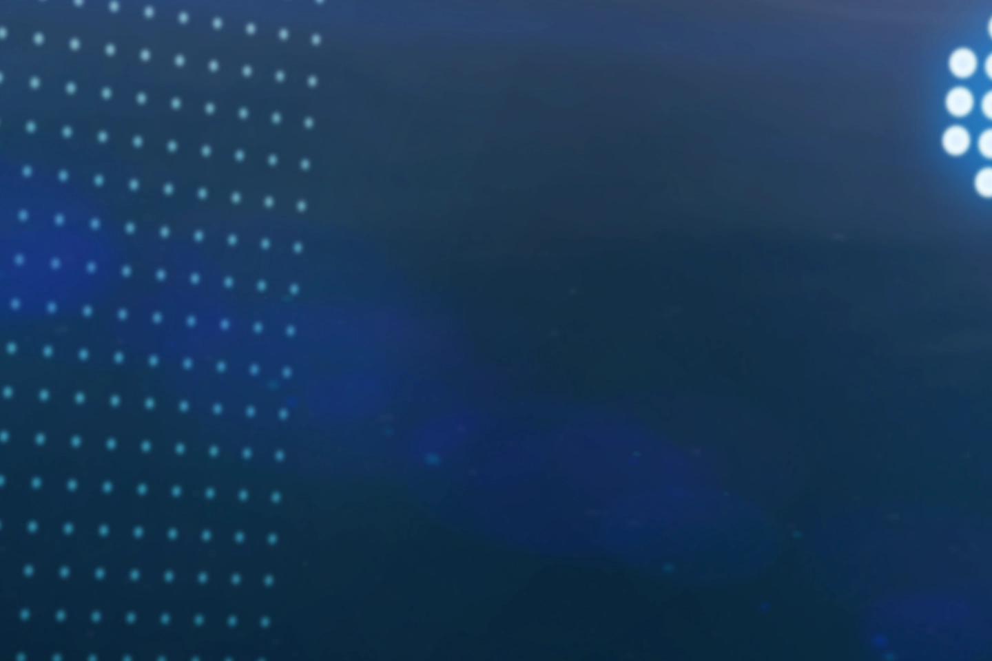 Dark blue background featuring small, evenly spaced white dots in vertical and circular patterns.