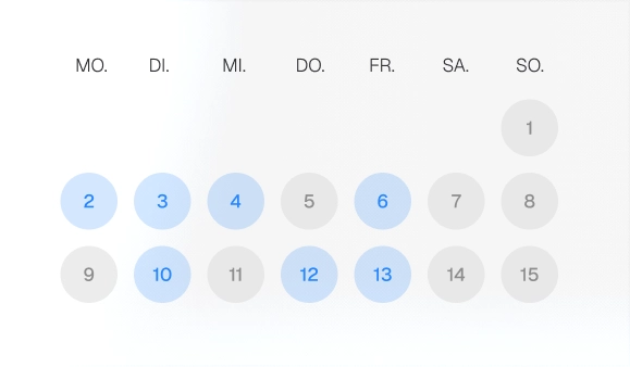 UI Oberfläche eines Termin-Buchungstools