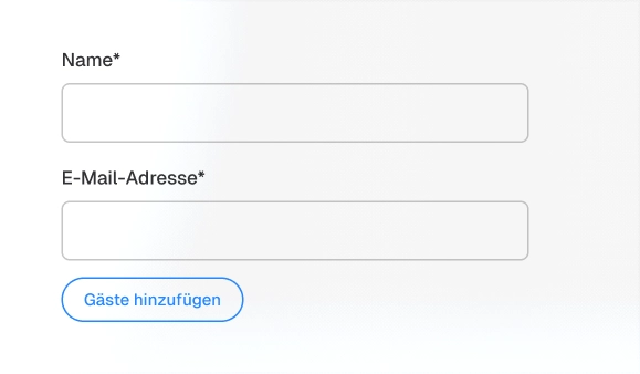 UI-Oberfläche eines UI Buchungstools, Eingabe von Kontaktdaten