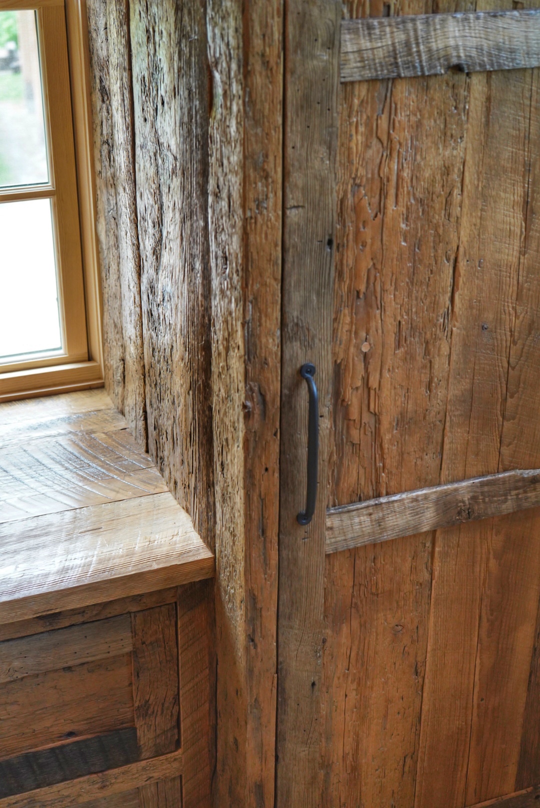 Project detail: Close up of reclaimed built-in.