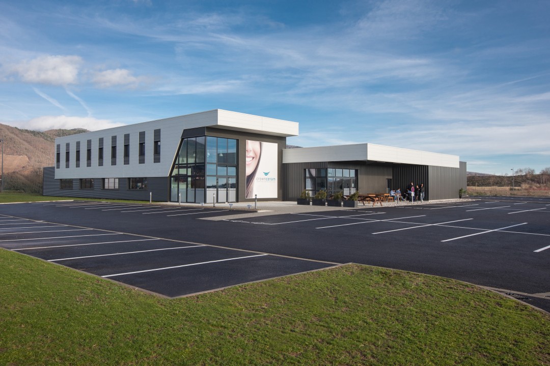 modern building and parking lot