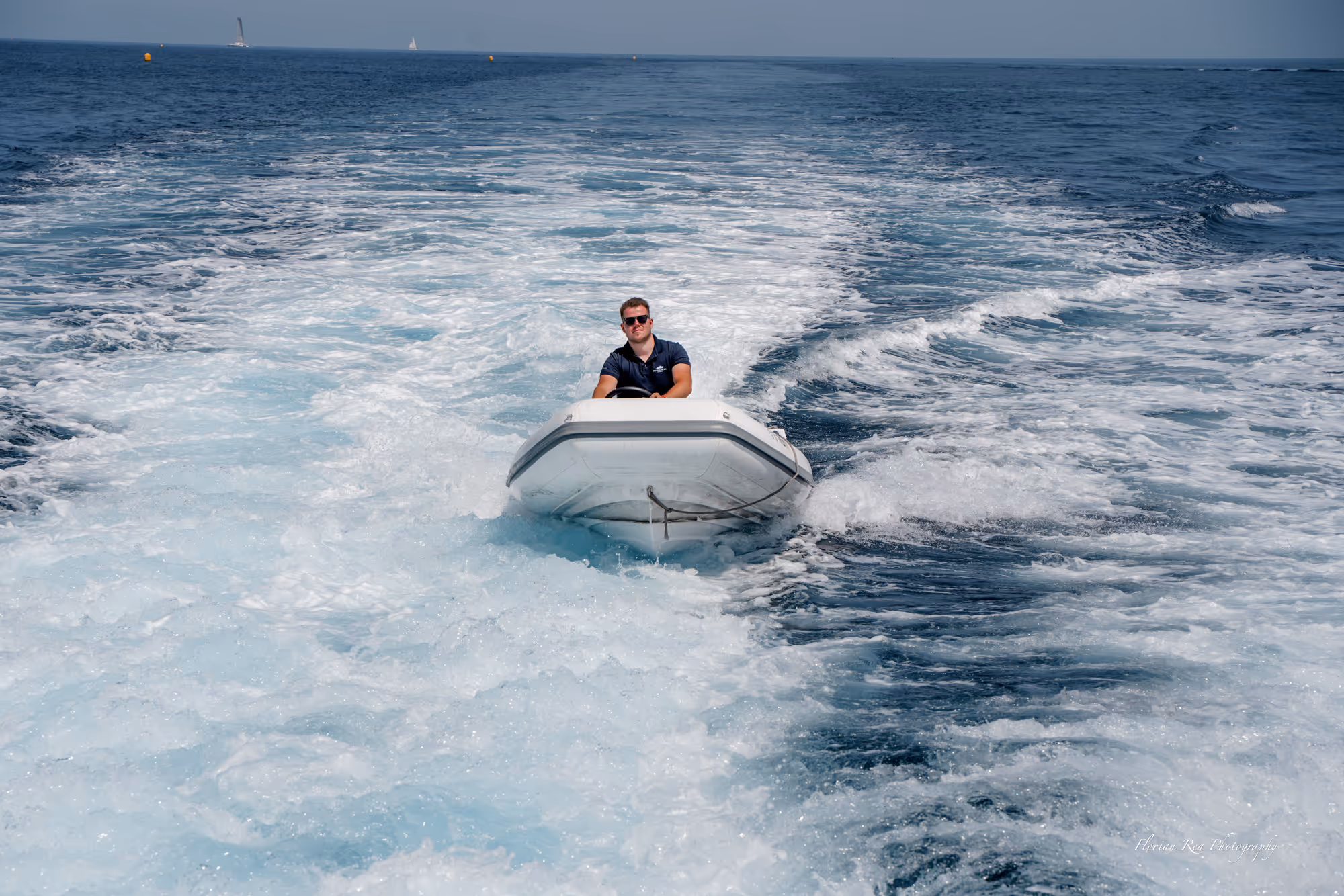 Bestcharter.com Captain driving a Williams jet tender.