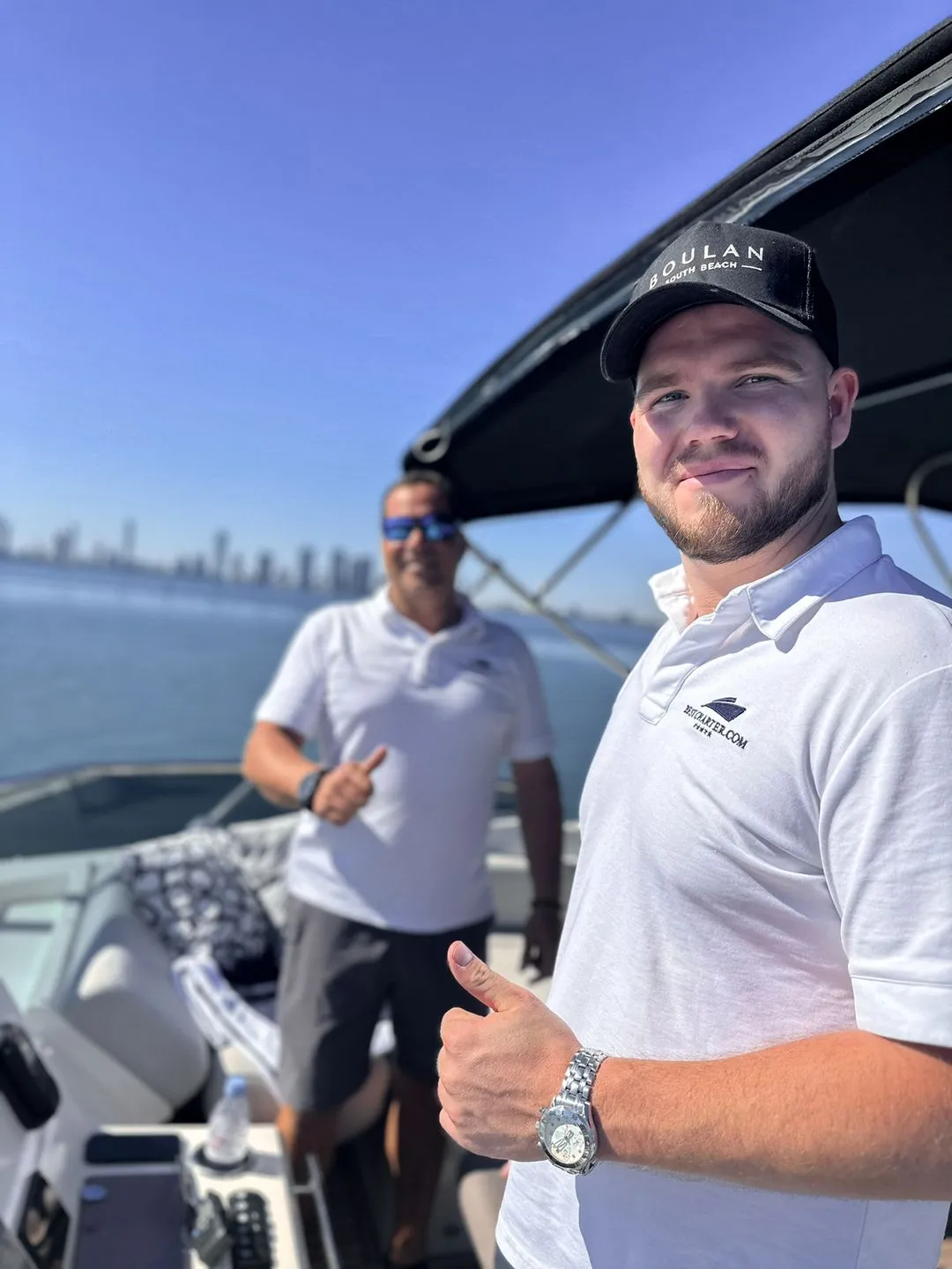 Two Bestcharter.com captains working on a yacht.