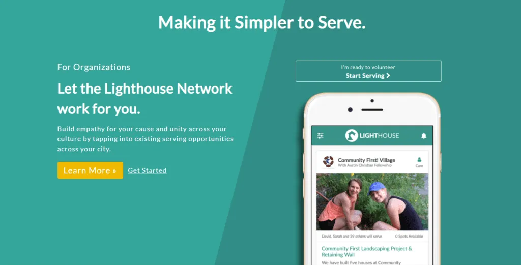 Screenshot of Project Lighthouse Website