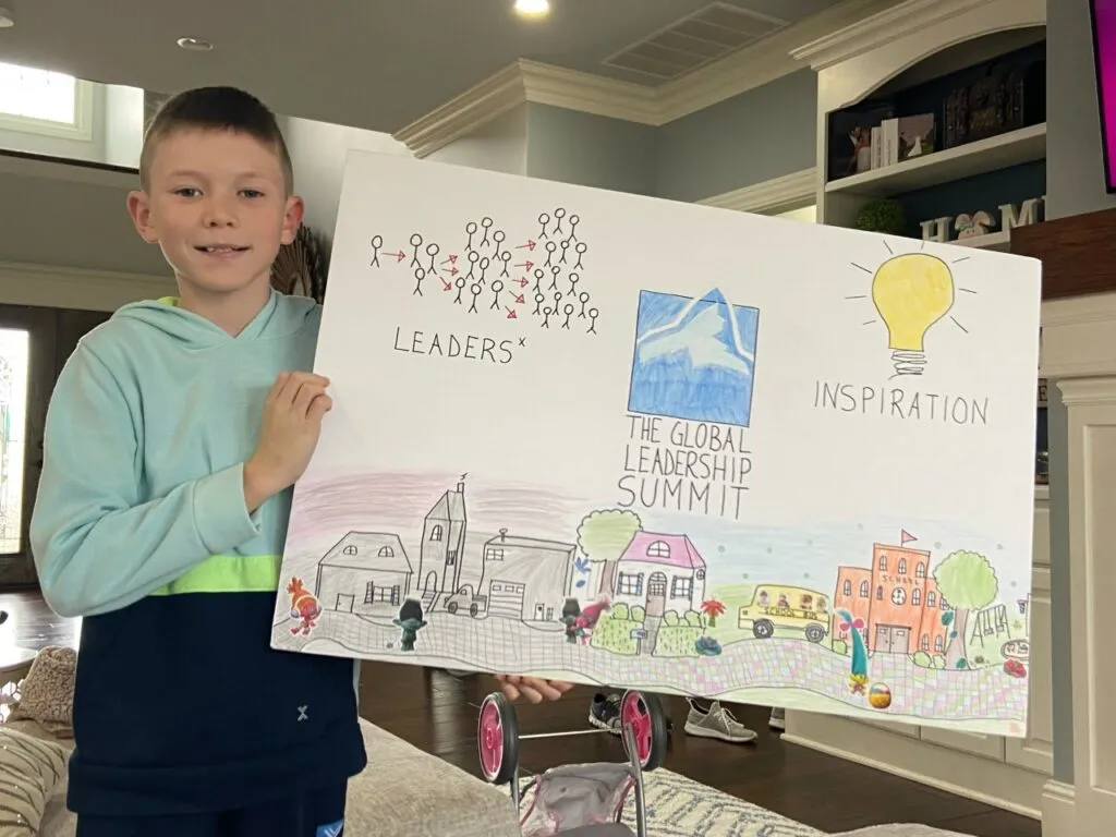 Kristen and Jack's oldest son displays his art about leadership after experiencing a taste of the Summit with his parents
