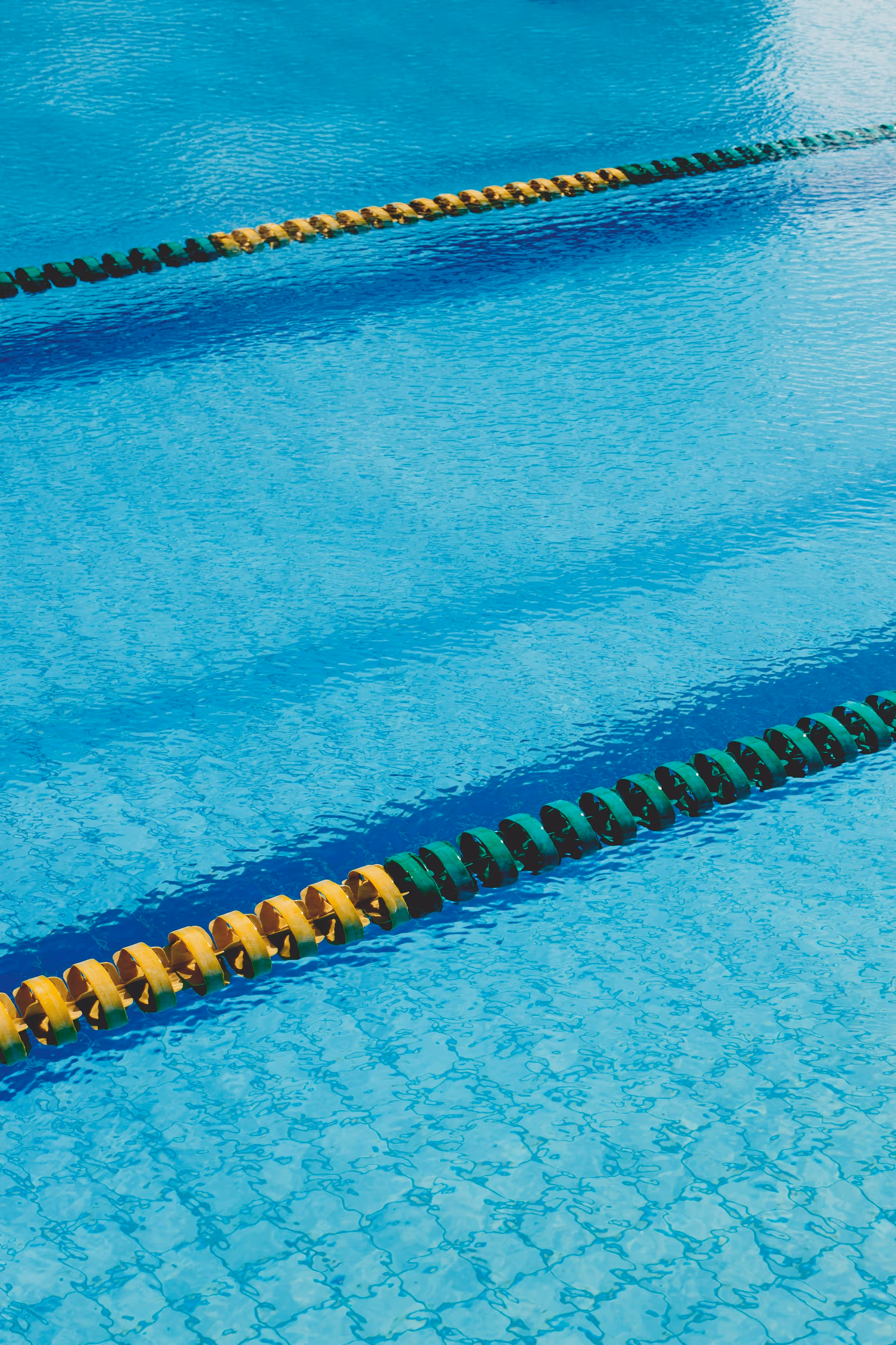 Close-up of lane divider floating in a pool.