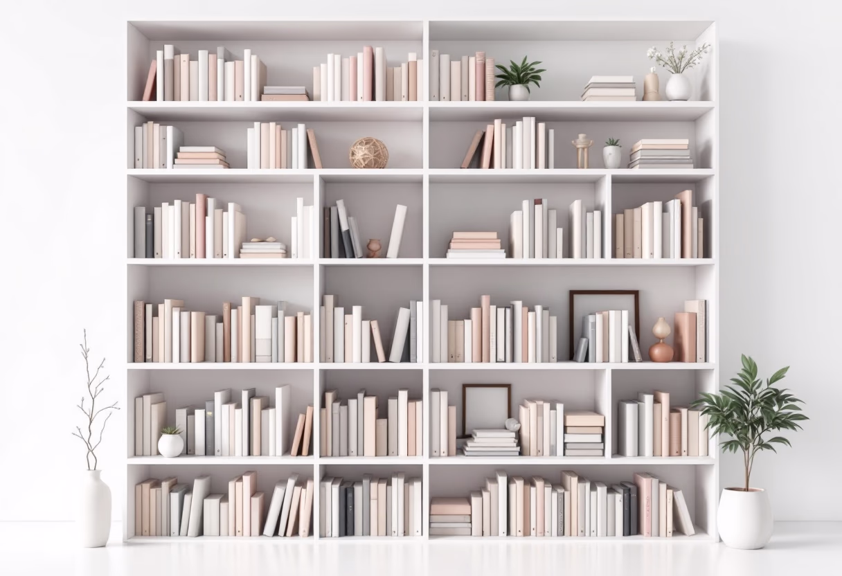 [background image] image of library shelves (for an author & writer)