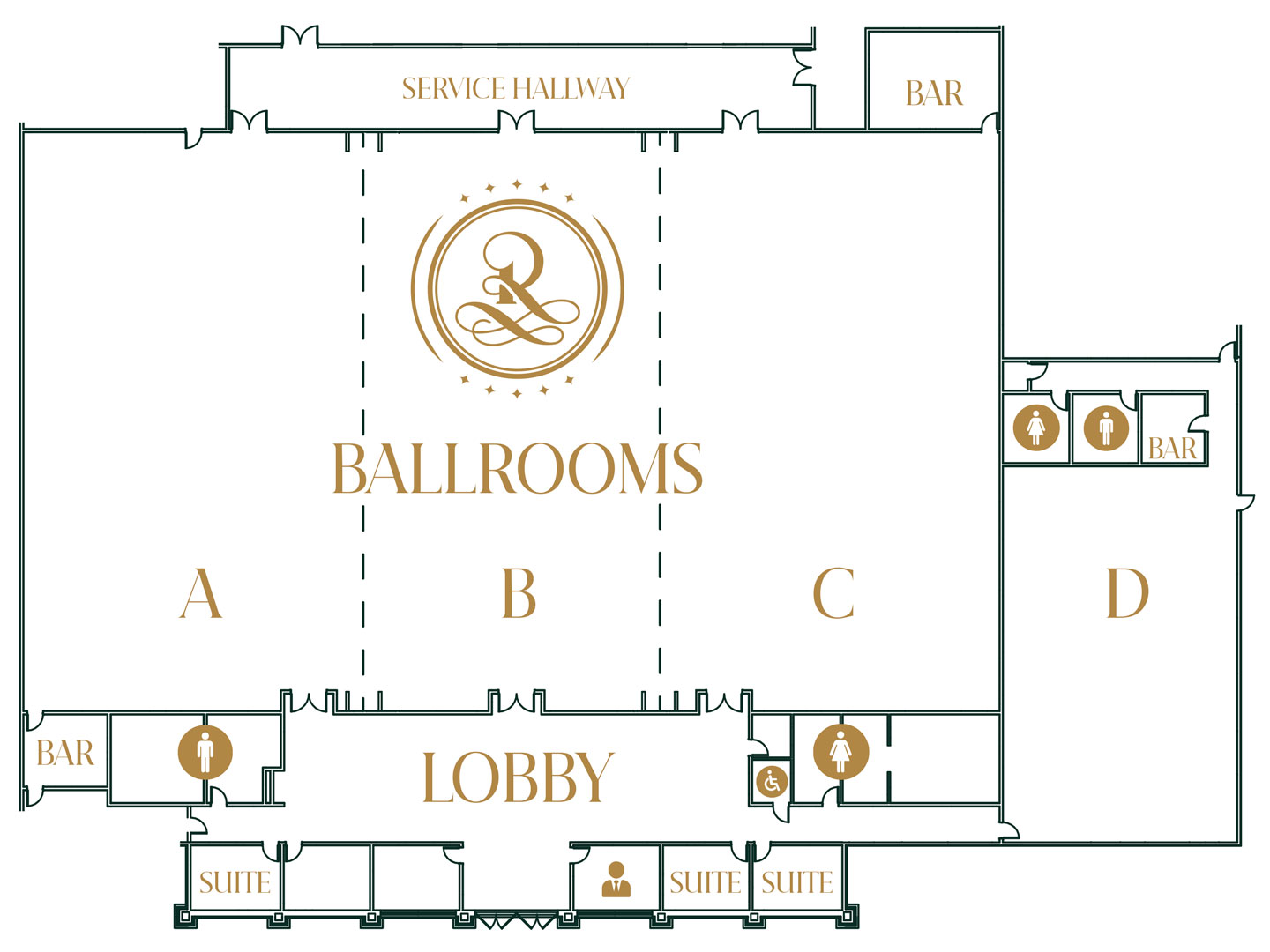 Floor-plan of the Venue's Entrance and Ballrooms