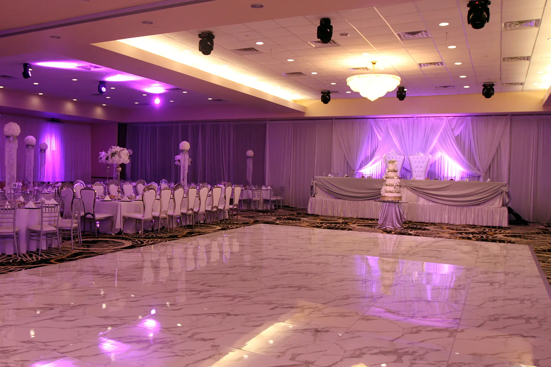 White Pattern Dance-floor in Decorated Venue Ballroom 