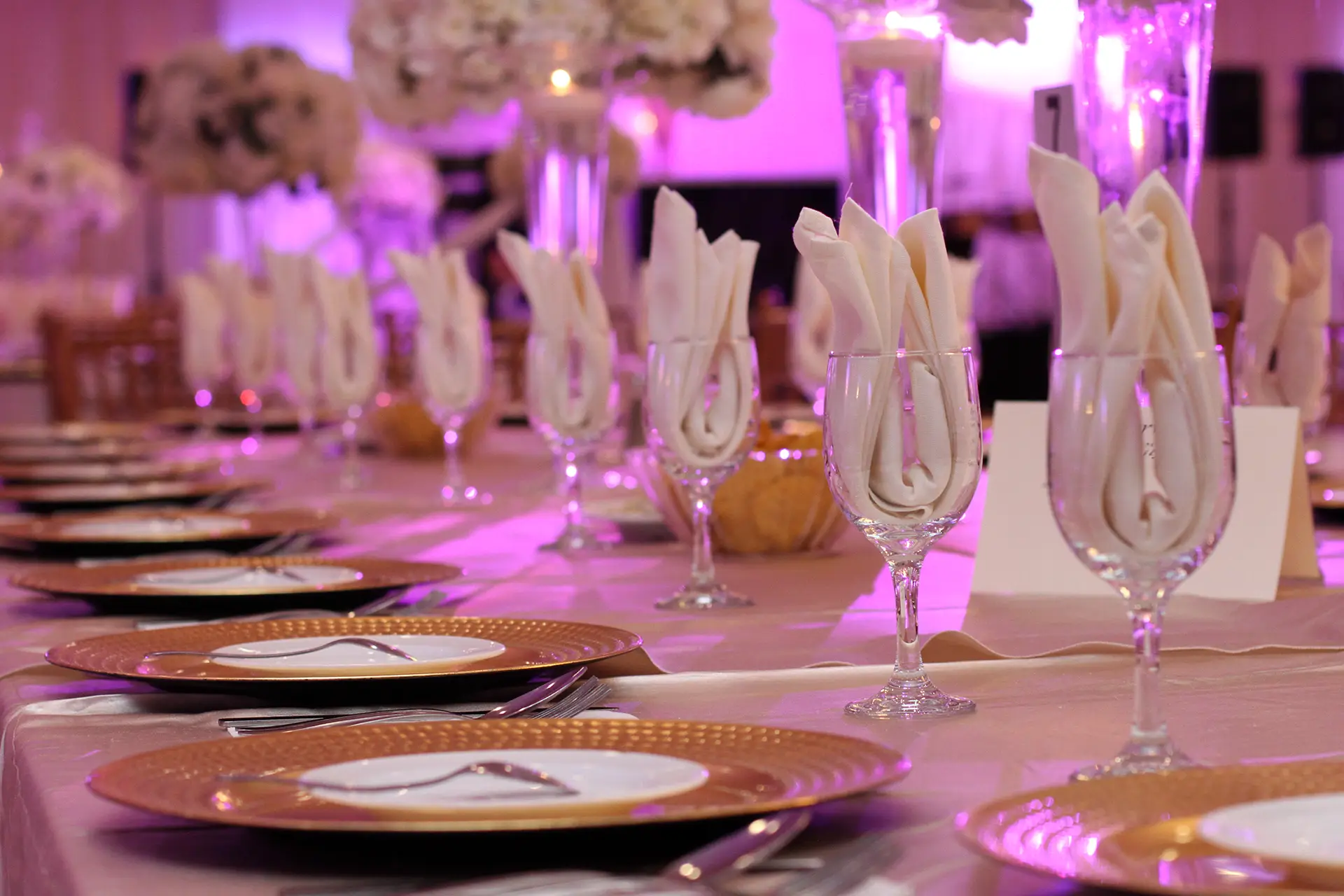 Closeup of Decorated Head Table Setting