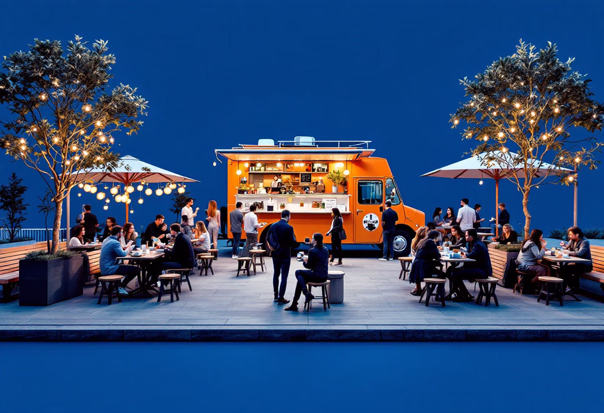 image of outdoor dining experience (for a food truck)