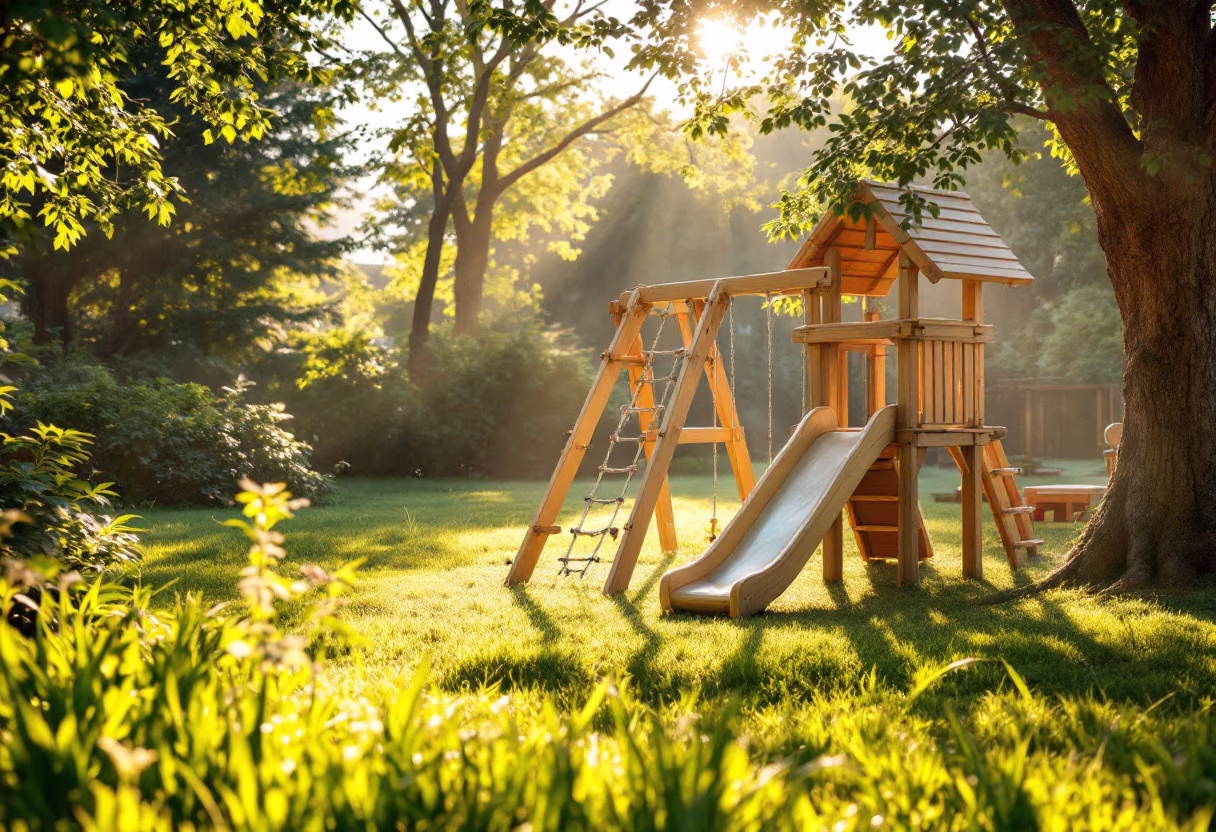 [background image] captivating photo of a serene outdoor playground for preschools & daycare