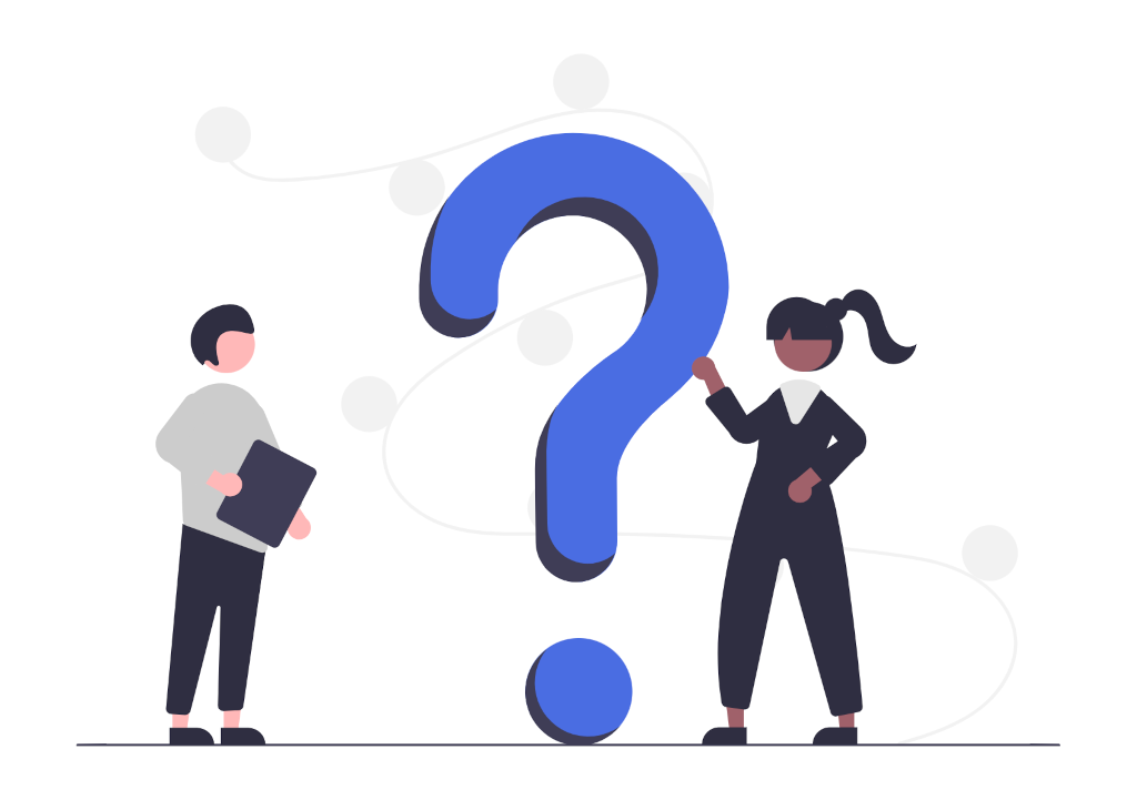 Illustration representing a question being asked of a real person