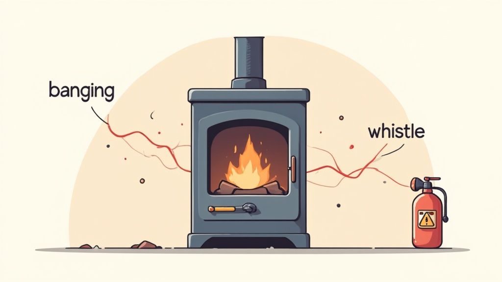 A technician working on a complex heating system, symbolizing the increasing costs and complexity of repairs.