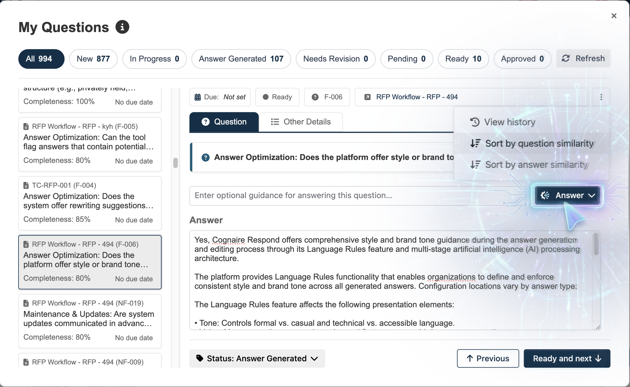 Aalto mobile app screen showing Seller Q&A with collapsable questions and answers