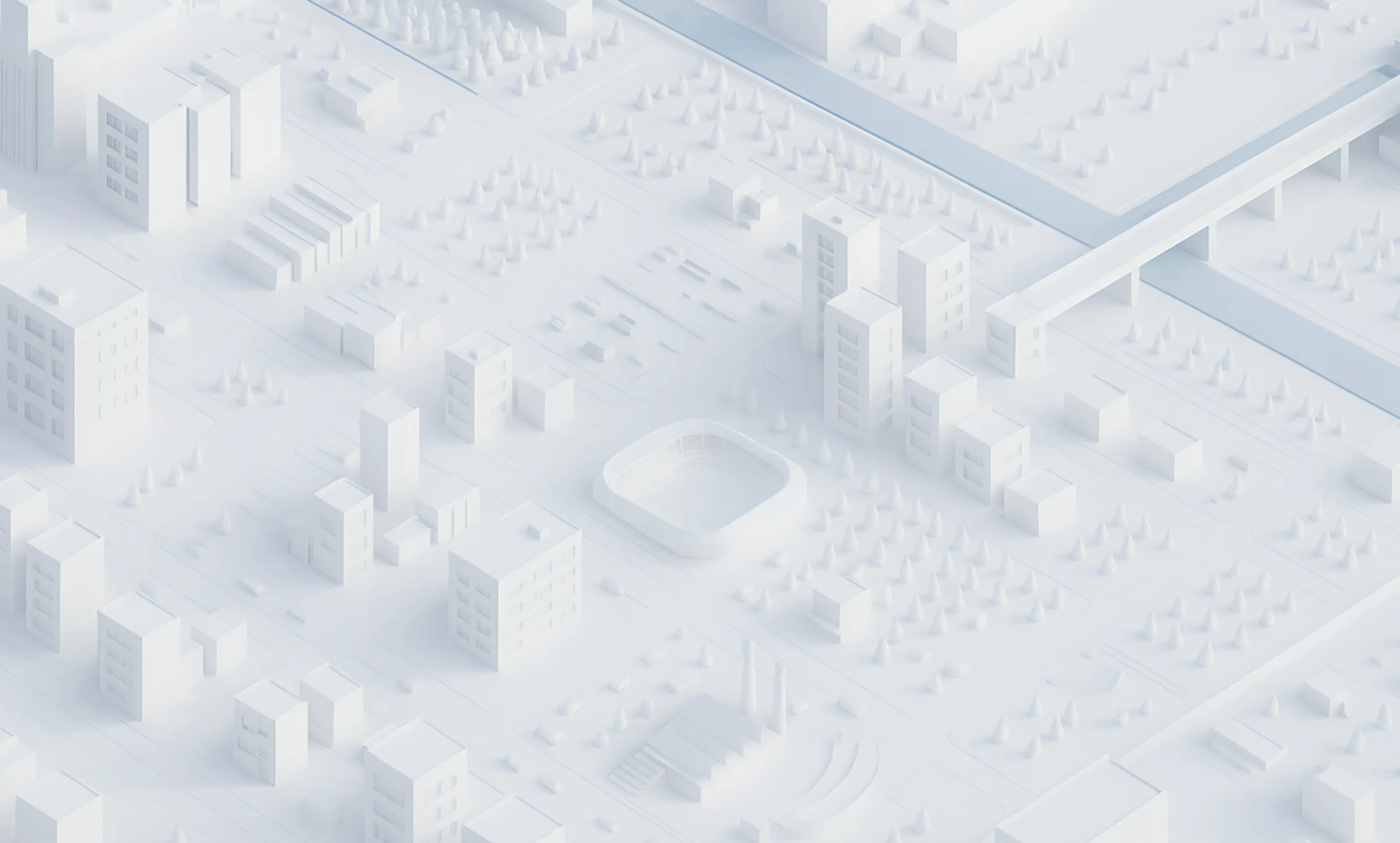 An aerial view of a city with tall buildings.