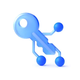 A 3d image of a key on a white background.