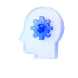 A white head with a blue ball inside of it.