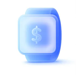 A blue watch with a dollar sign on it.