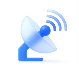 A blue and white object with wifi waves coming out of it.