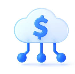 A cloud with a dollar sign on top of it.