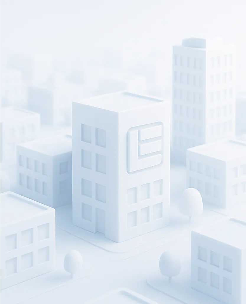 A group of white buildings sitting next to each other.