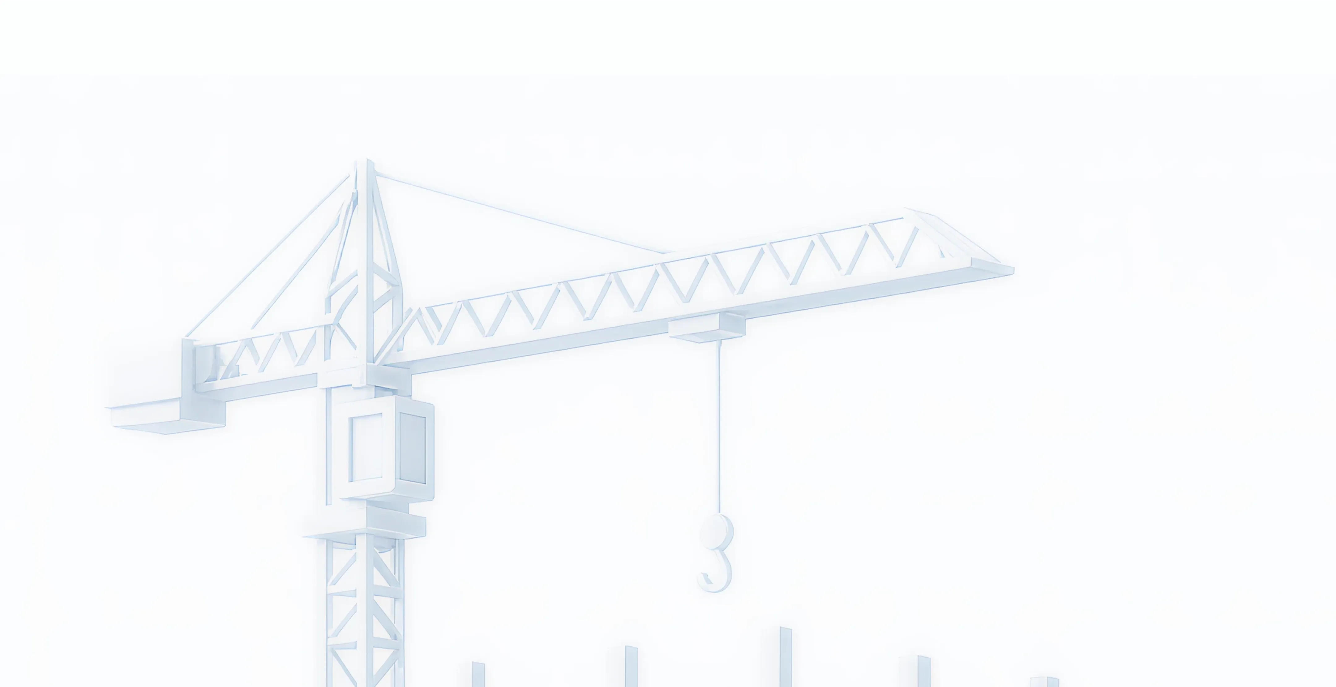 A white crane is hanging from a wire.